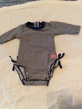 Ruffle Butts Navy and White Striped Baby Dress